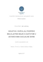 Iskustva i doživljaj podrške maloljetnih majki s djetetom u ustanovama socijalne skrbi