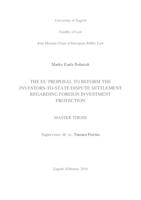 The EU proposal to reform the investor-to-state dispute settlement regarding foreign investment protection