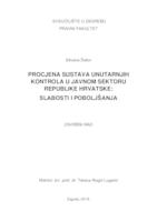 Procjena sustava unutarnjih kontrola u javnom sektoru Republike Hrvatske: slabosti i poboljšanja