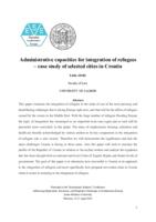 Administrative capacities for integration of refugees - case study of selected cities in Croatia