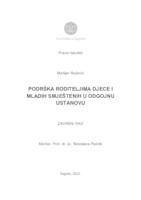 Podrška roditeljima djece i mladih smještenih u odgojnu ustanovu