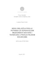 Neka obilježja posla i potreba za supervizijom medicinskih sestara i tehničara u psihijatrijskim bolnicama

