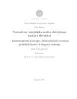 Normativna i empirijska analiza obiteljskog nasilja u Hrvatskoj: kaznenopravni koncepti, kriminološki fenomeni, praktični izazovi i moguća rješenja