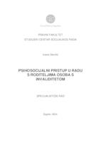 PSIHOSOCIJALNI PRISTUP U RADU S RODITELJIMA OSOBA S INVALIDITETOM