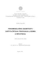 prikaz prve stranice dokumenta Fenomenološke osobitosti i zaštita žrtava trgovanja ljudima u Hrvatskoj