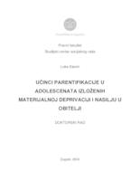 prikaz prve stranice dokumenta UČINCI PARENTIFIKACIJE U ADOLESCENATA IZLOŽENIH MATERIJALNOJ DEPRIVACIJI I NASILJU U OBITELJI