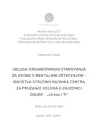 prikaz prve stranice dokumenta Usluga organiziranog stanovanja za osobe s mentalnim oštećenjima – iskustva stručnih radnika Centra za pružanje usluga u zajednici Osijek – „JA kao i TI