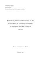 prikaz prve stranice dokumenta Europski osobni podaci u rukama američke kompanije: od prijenosa podataka do zahtjeva za brisanjem